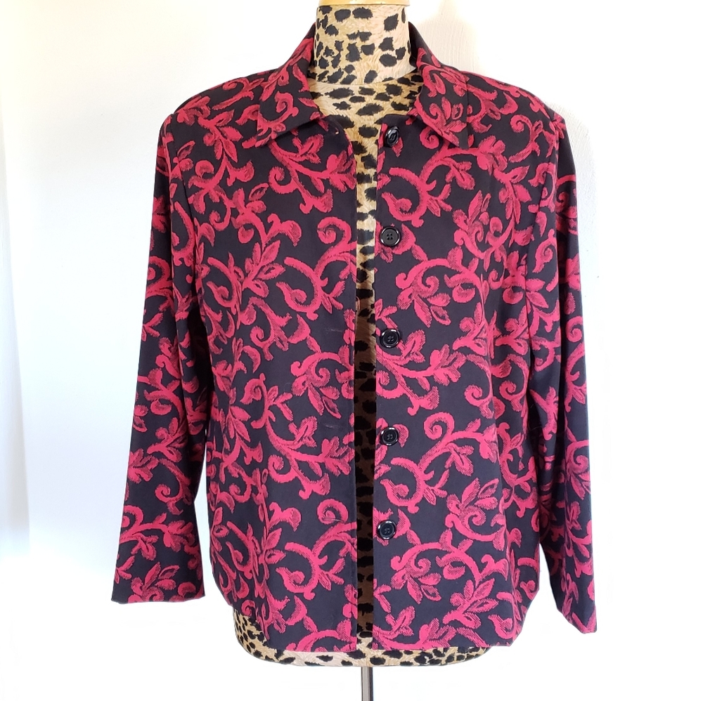 BRIGGS NEW YORK Red and Black Patterned Jacket